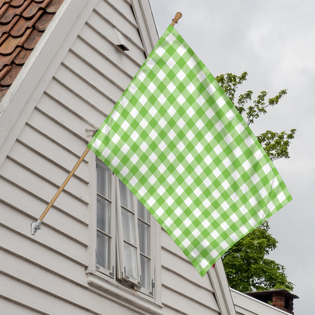 Pear Green And White Gingham Print House Flag