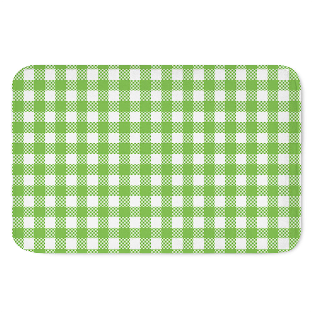 Pear Green And White Gingham Print Indoor Door Mat