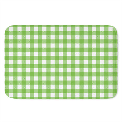 Pear Green And White Gingham Print Indoor Door Mat