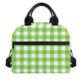 Pear Green And White Gingham Print Insulated Lunch Bag