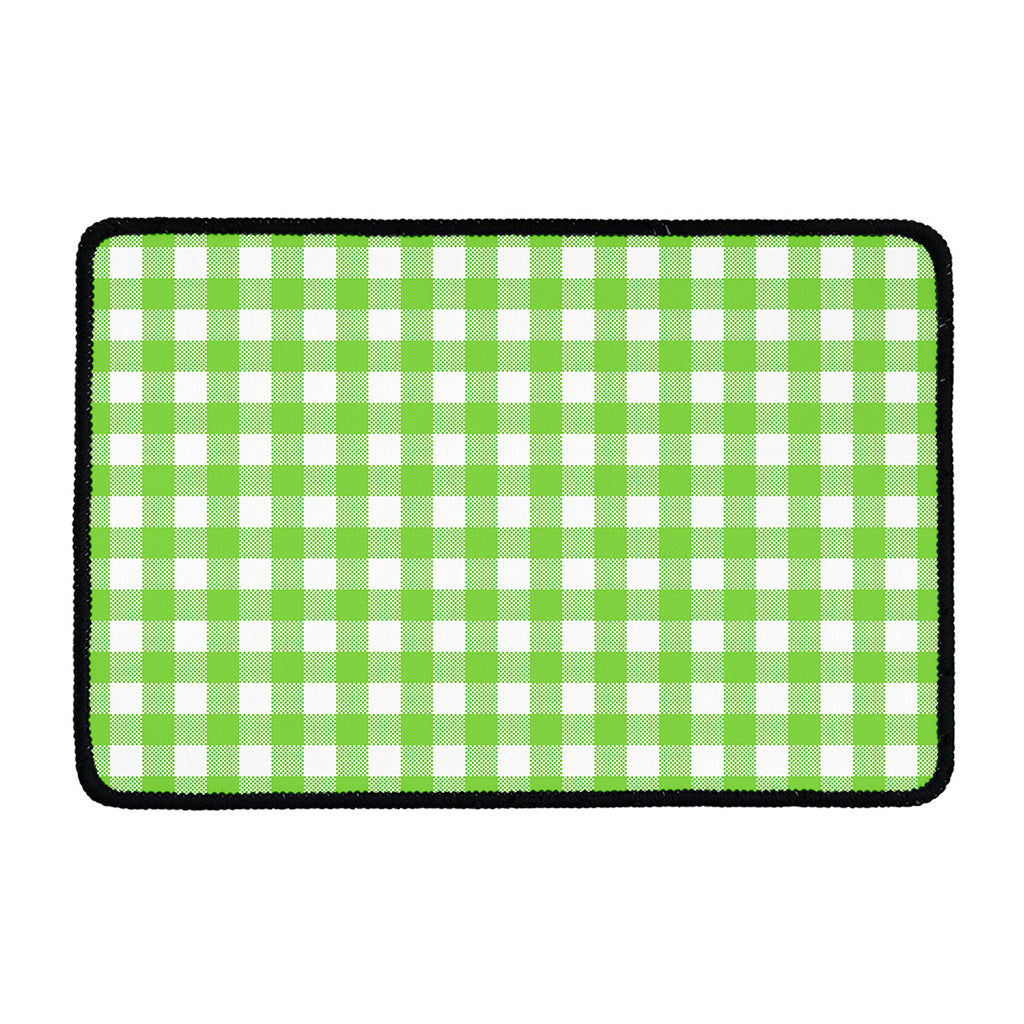 Pear Green And White Gingham Print Kitchen Mat