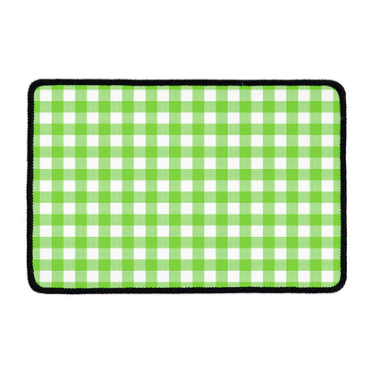Pear Green And White Gingham Print Kitchen Mat