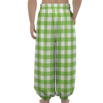 Pear Green And White Gingham Print Lantern Pants