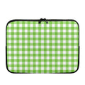 Pear Green And White Gingham Print Laptop Sleeve