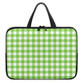 Pear Green And White Gingham Print Laptop Sleeve With Handle
