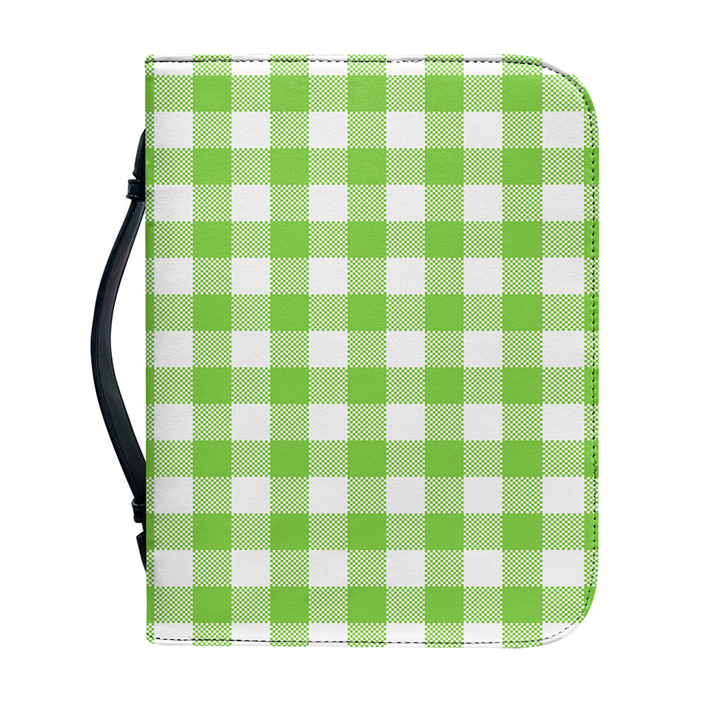 Pear Green And White Gingham Print Leather Bible Cover