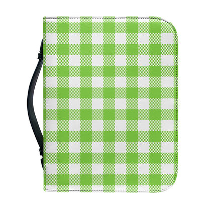 Pear Green And White Gingham Print Leather Bible Cover