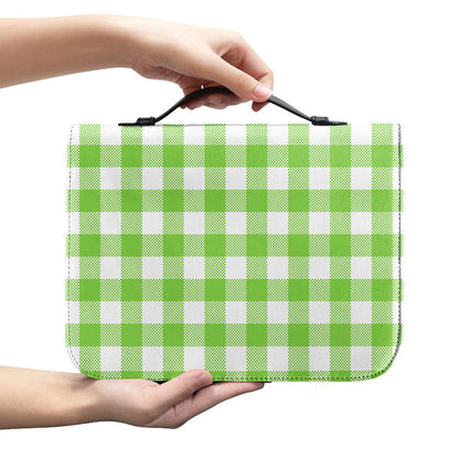 Pear Green And White Gingham Print Leather Bible Cover