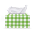 Pear Green And White Gingham Print Leather Tissue Box Cover