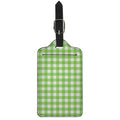 Pear Green And White Gingham Print Luggage Tag