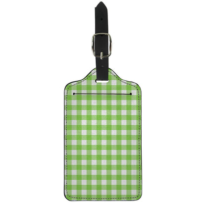Pear Green And White Gingham Print Luggage Tag