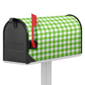 Pear Green And White Gingham Print Mailbox Cover