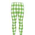 Pear Green And White Gingham Print Men's Leggings