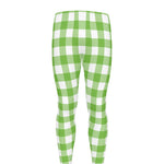 Pear Green And White Gingham Print Men's leggings