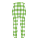 Pear Green And White Gingham Print Men's leggings