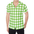 Pear Green And White Gingham Print Men's Shirt