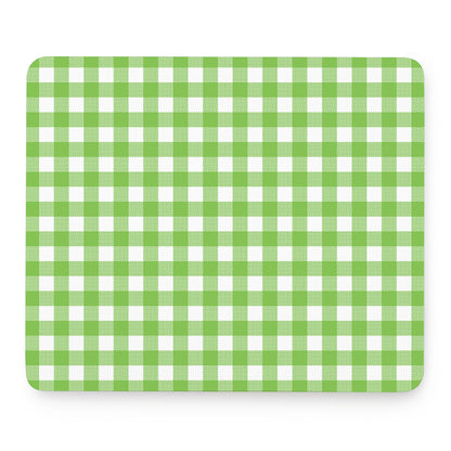 Pear Green And White Gingham Print Mouse Pad