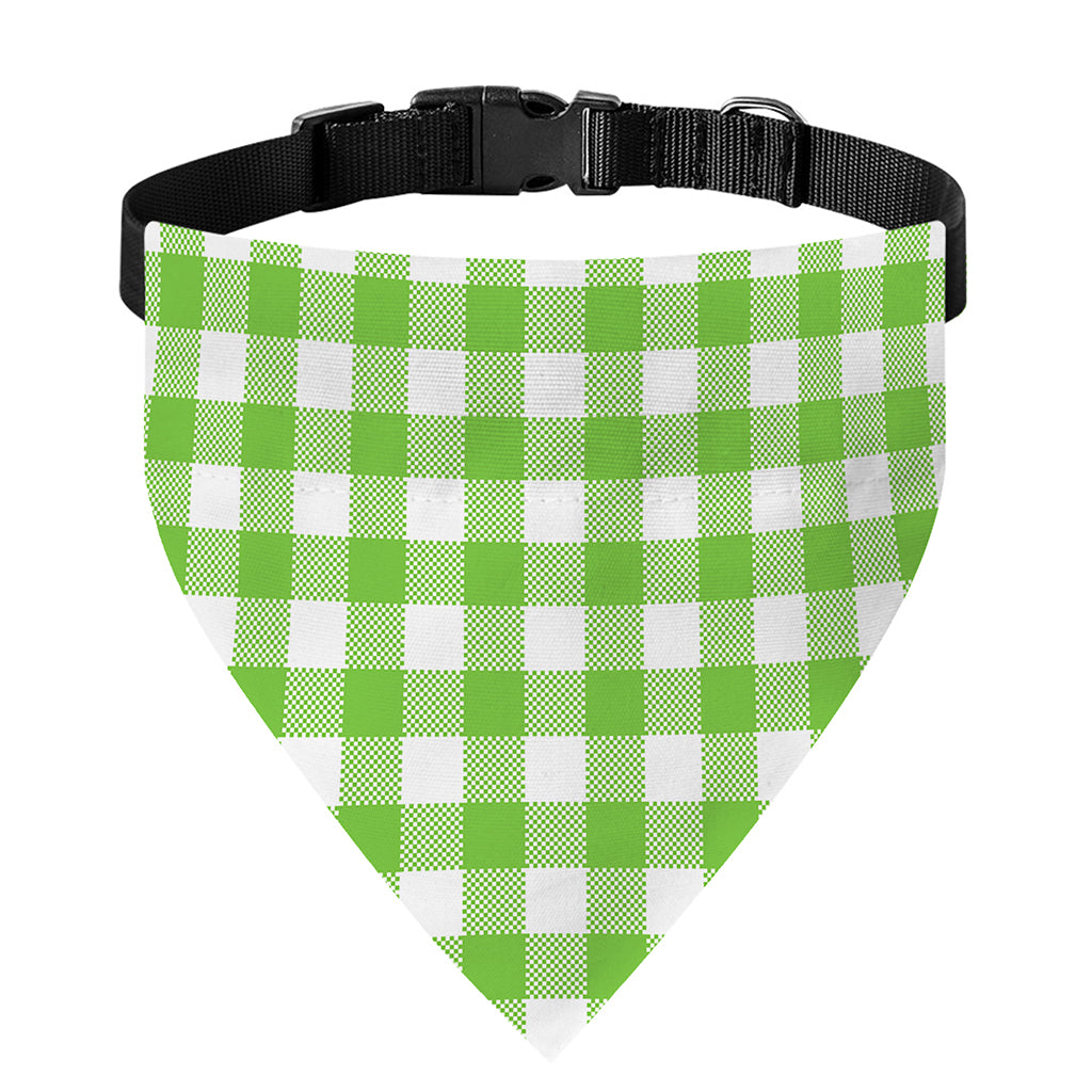 Pear Green And White Gingham Print Over The Collar Dog Bandana