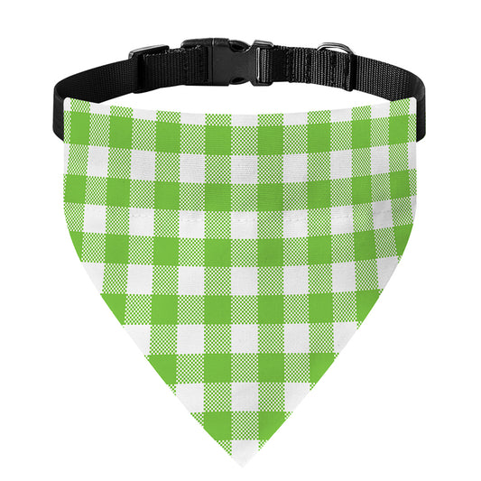 Pear Green And White Gingham Print Over The Collar Dog Bandana
