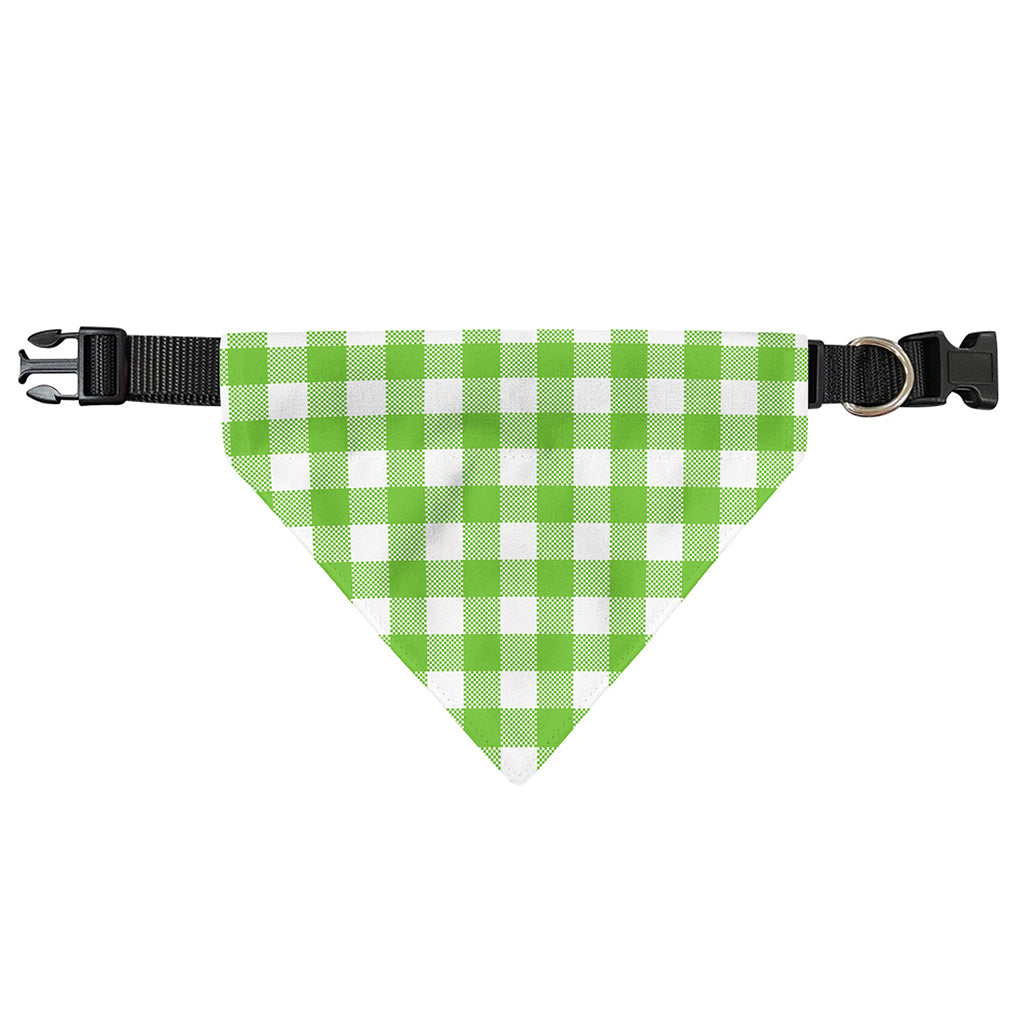 Pear Green And White Gingham Print Over The Collar Dog Bandana