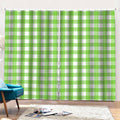 Pear Green And White Gingham Print Pencil Pleat Curtains