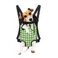Pear Green And White Gingham Print Pet Carrier Backpack