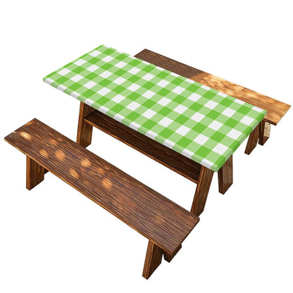 Pear Green And White Gingham Print Picnic Table Cover