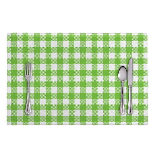 Pear Green And White Gingham Print Placemat