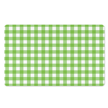 Pear Green And White Gingham Print Polyester Doormat