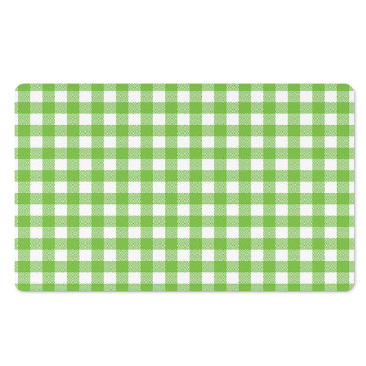 Pear Green And White Gingham Print Polyester Doormat
