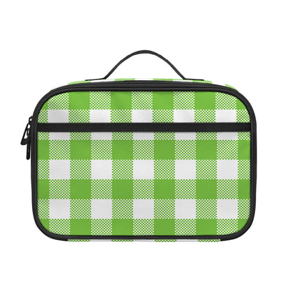 Pear Green And White Gingham Print Portable Lunch Bag