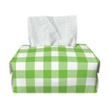 Pear Green And White Gingham Print Rectangle Tissue Box Cover