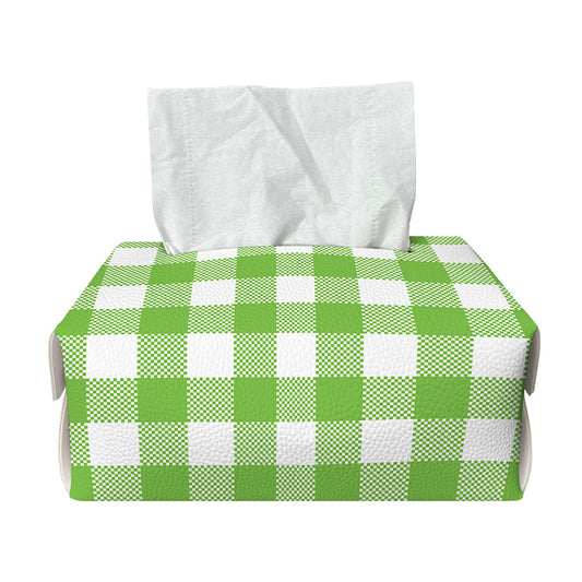 Pear Green And White Gingham Print Rectangle Tissue Box Cover
