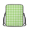 Pear Green And White Gingham Print Rectangular Crossbody Bag
