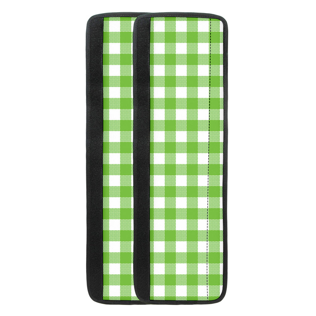 Pear Green And White Gingham Print Refrigerator Handle Covers