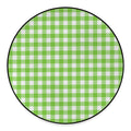Pear Green And White Gingham Print Round Floor Mat