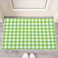 Pear Green And White Gingham Print Rubber Doormat