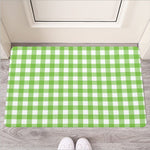 Pear Green And White Gingham Print Rubber Doormat