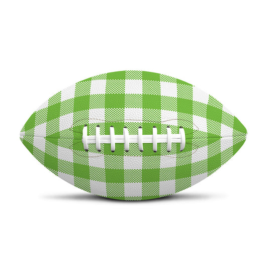 Pear Green And White Gingham Print Rugby Ball