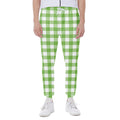 Pear Green And White Gingham Print Joggers