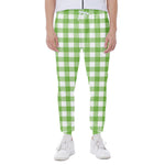 Pear Green And White Gingham Print Scuba Joggers