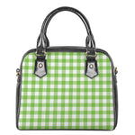Pear Green And White Gingham Print Shoulder Handbag
