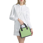 Pear Green And White Gingham Print Shoulder Handbag