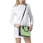 Pear Green And White Gingham Print Shoulder Handbag