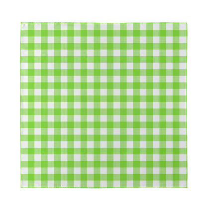Pear Green And White Gingham Print Silk Bandana