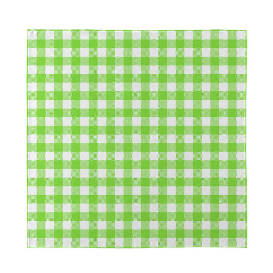 Pear Green And White Gingham Print Silk Bandana
