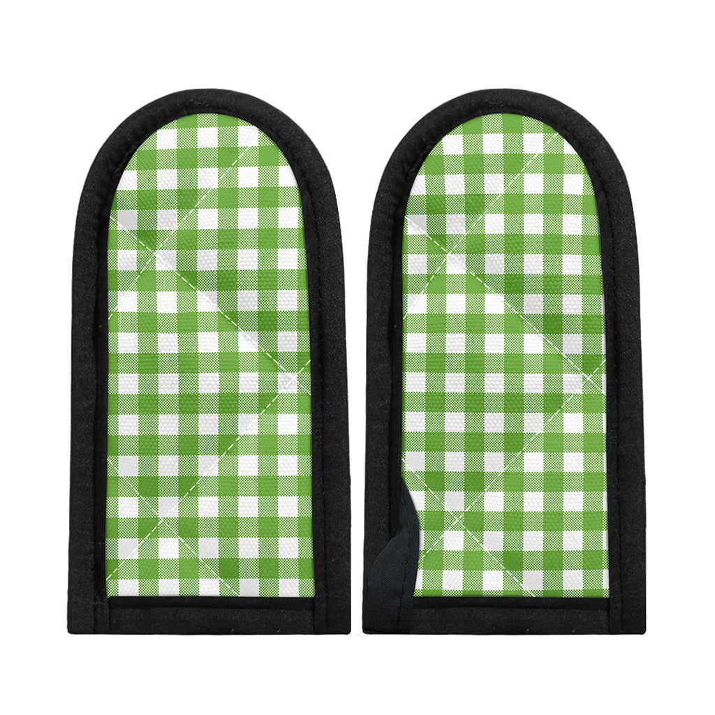 Pear Green And White Gingham Print Skillet Handle Cover