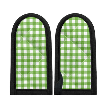 Pear Green And White Gingham Print Skillet Handle Cover