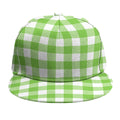 Pear Green And White Gingham Print Snapback Cap