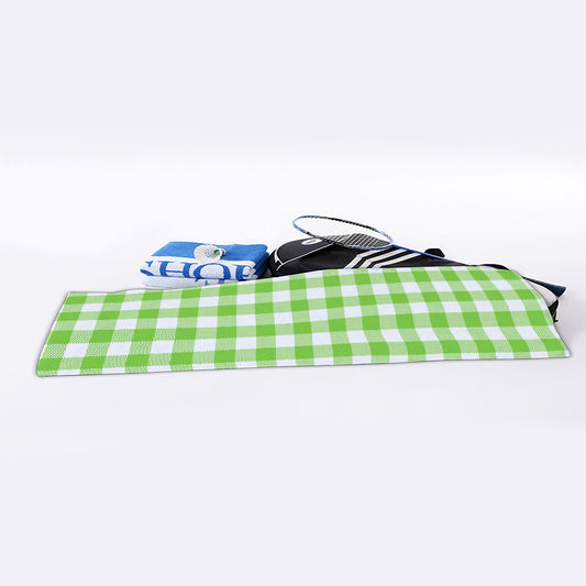 Pear Green And White Gingham Print Sports Towel